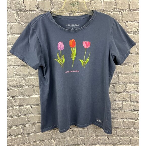 Life Is Good Women's L Crusher T-Shirt Lot of 4 Blue Flowers Boating - Picture 10 of 16